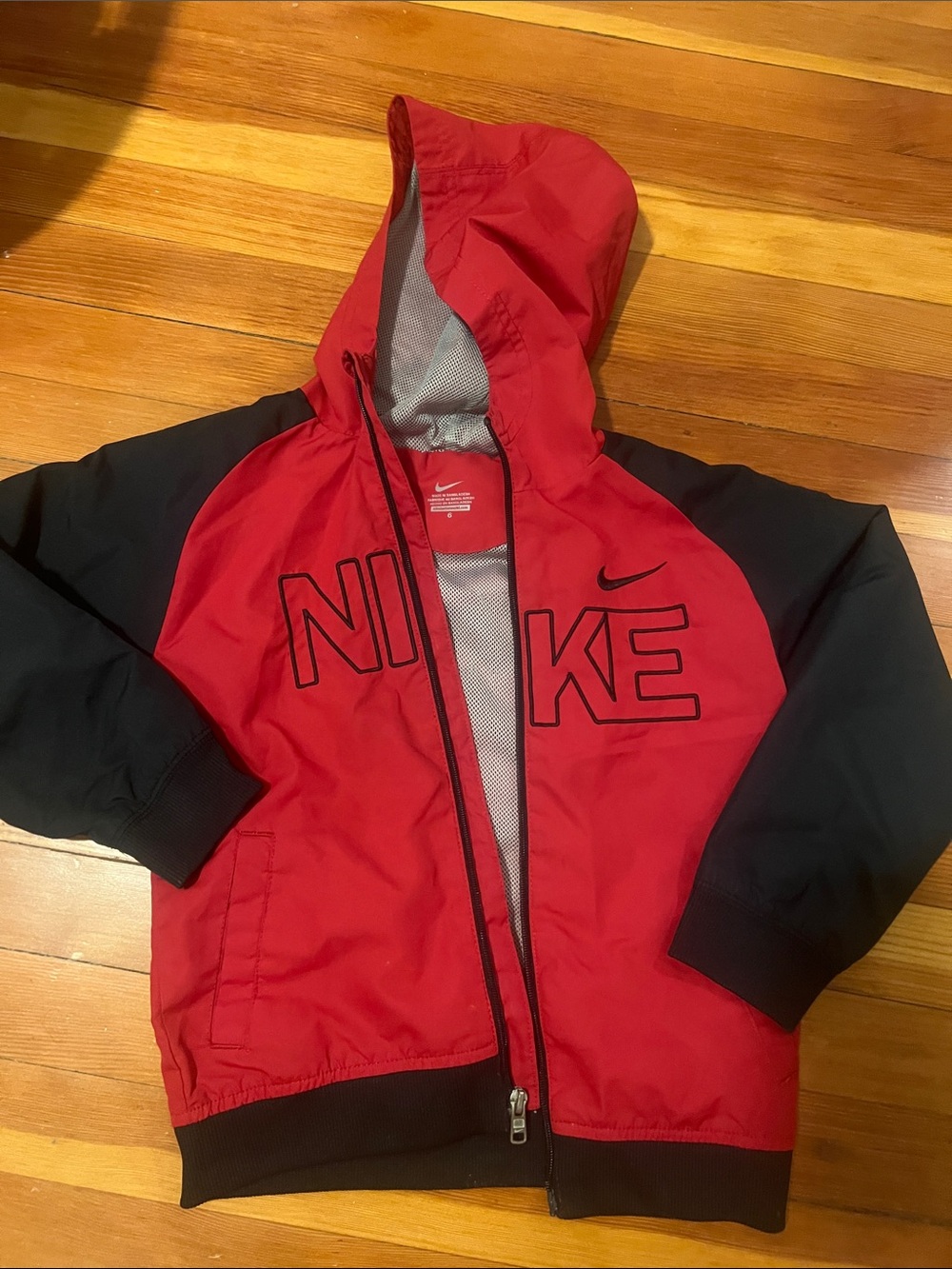 Nike Red and Black Hooded Windbreaker Jacket